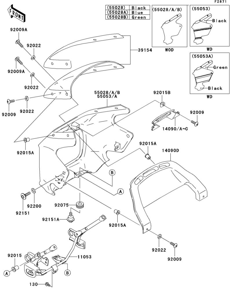 Kawasaki カワサキ 純正部品 55028-1352-777 カウリング、UPP、グリーン