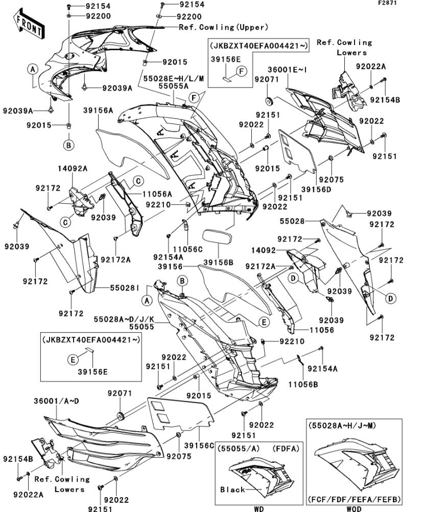 Kawasaki カワサキ 純正部品 55056-5023-660 カウリング、サイド、LH、ブラック