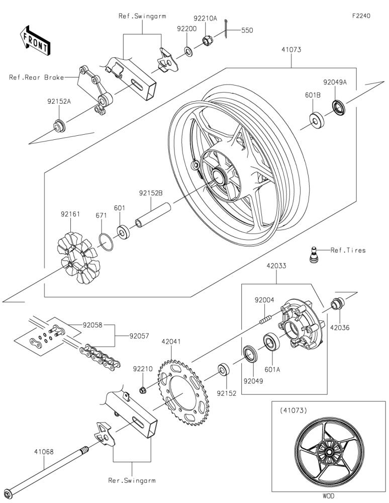 Kawasaki カワサキ 純正部品 92057-0019 チェーン、ドライブ、EK520SRー02X106L