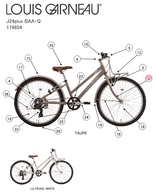 asahi (アサヒ) 【4560285284862】 174862000 LOUIS GARNEAU(ルイガノ) J24Plus BAA-Q(TAUPE) フロントフォーク (補修パーツ)