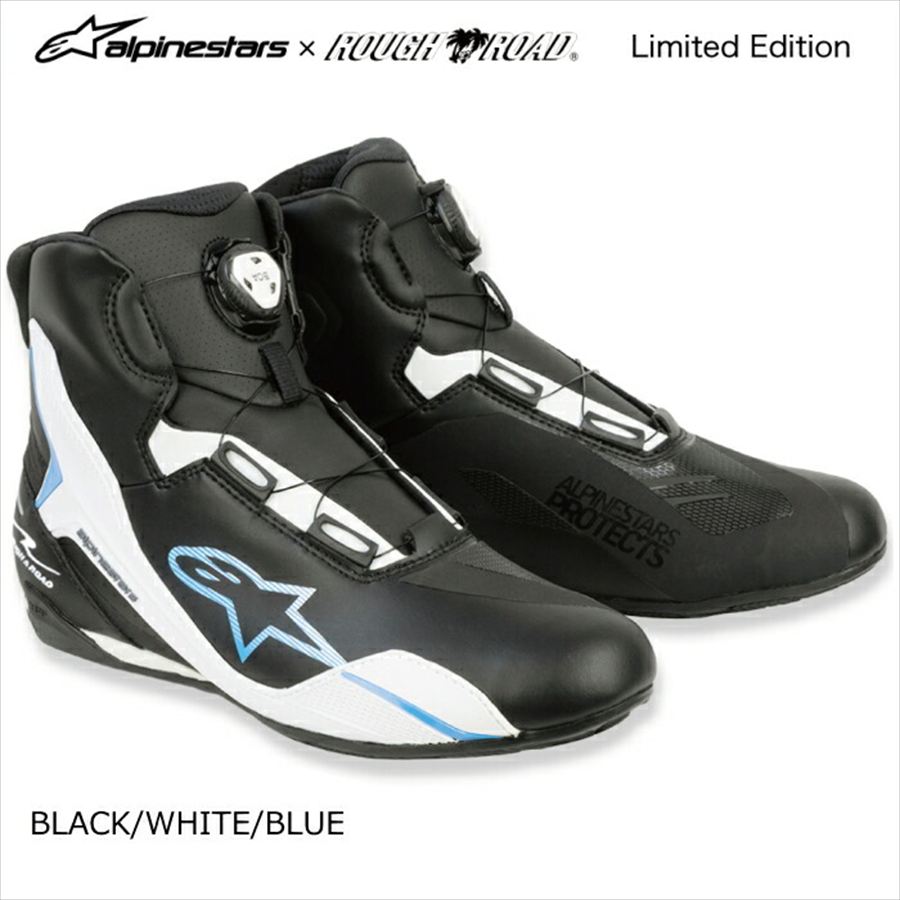 ラフ＆ロード R2510426KWB Alpinestars&times;ROUGH&ROAD FASTER-4 BOAシューズ Asia BK/WH/BL｜GLOBAL MOTO