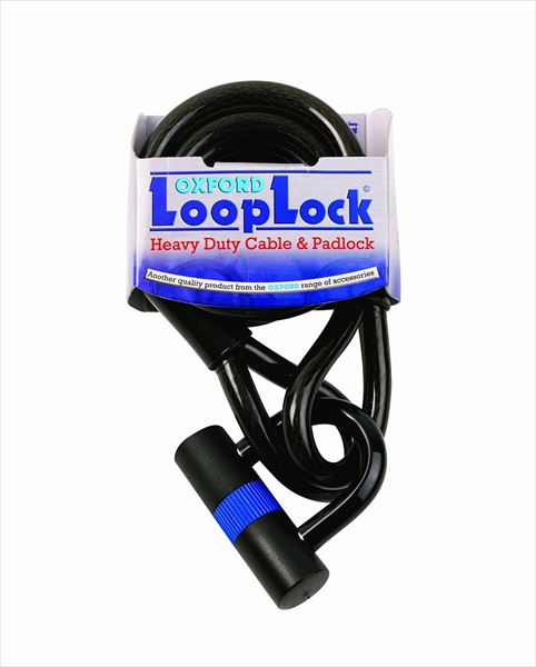 バイク用ケーブルロック ループロック 2.0m スモーク パッドロックセット