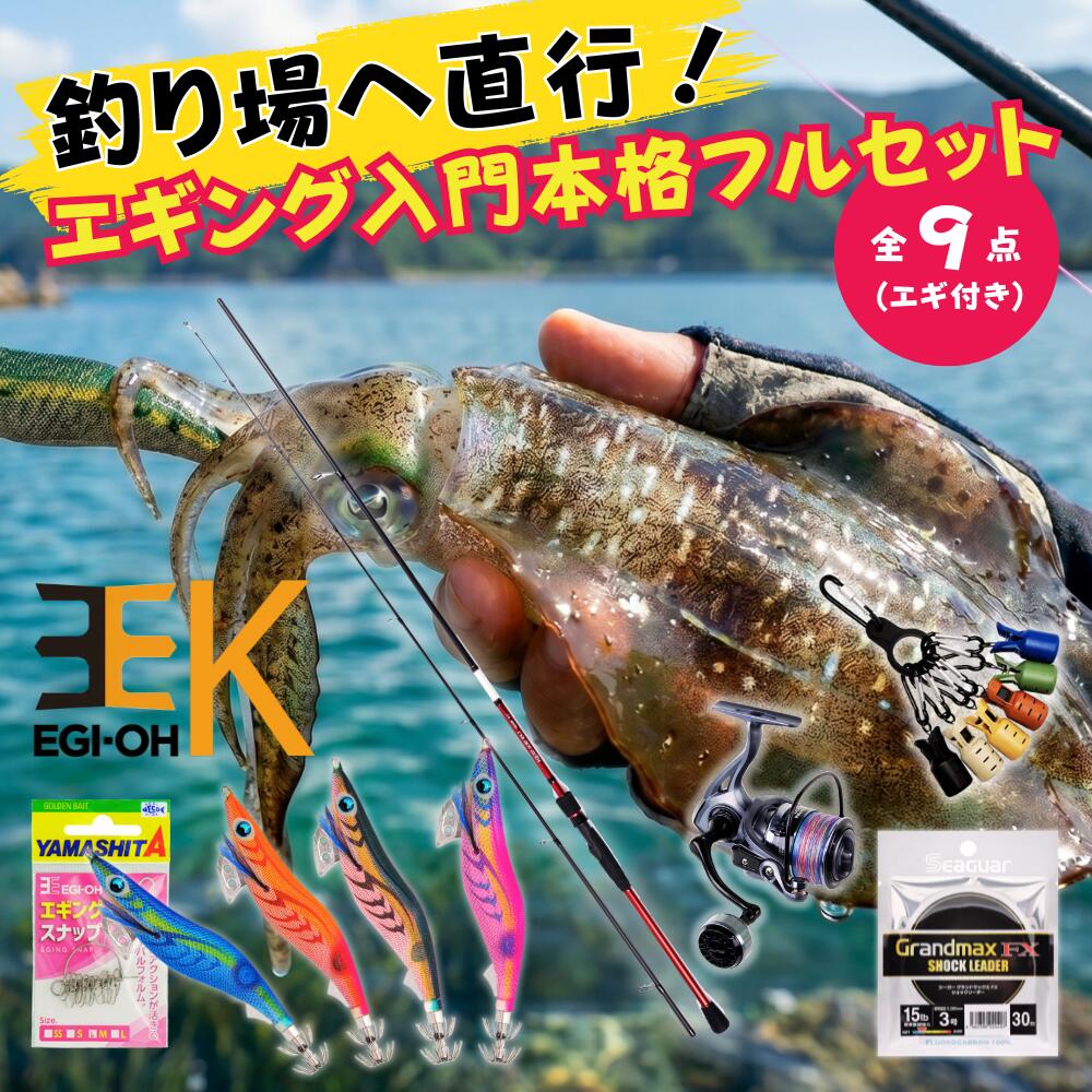 エギング 入門 釣り場直行のエギングセット エギ王K 3.5号シャロー 4本付 完成品 PEライン接続済み 初心者対応 キロアップ対応 春イカ エギングロッド リール セット｜グローバルトレードInc 13,528円