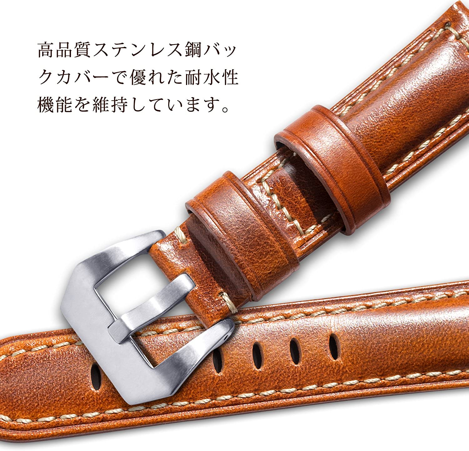 楽天市場 Ton Charme トンチャーメー腕時計用ベルト 革 オイルレザー 耐水レザー 代用時計バンド 交換品 ブラック ダークブラウン ライトブラウン 22 24 26mm Gss