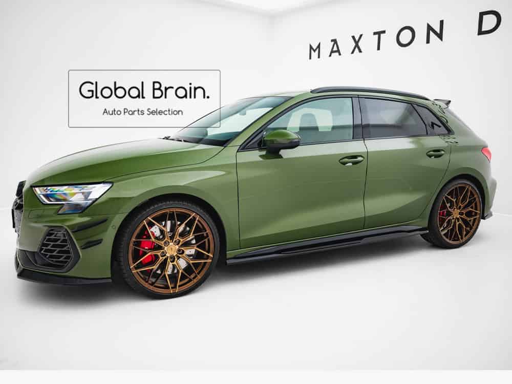 アウディ S3 A3 Sライン 8Y / S3 後期 スポーツバック サイド スカート カバー スポイラー V2/ AUDI スプリッター ディフューザー エアロ パーツ カスタム チューン｜グローバルブレイン