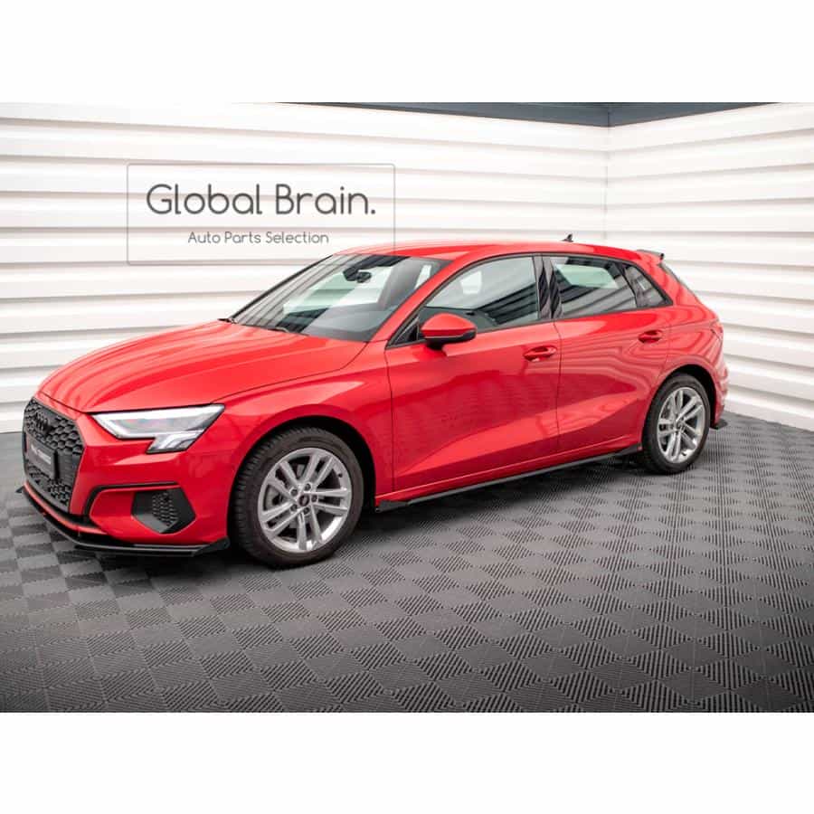 アウディ A3 8Y スポーツバック サイド スカート カバー スポイラー+ ウィングレット/ Audi スプリッター ディフューザー エアロ パーツ カスタム チューン｜グローバルブレイン