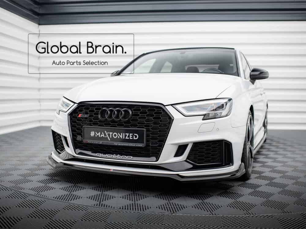 アウディ RS3 8V 後期 セダン フロント リップ スポイラー V4/ Audi スプリッター ディフューザー エアロ パーツ カスタム チューン|グローバルブレイン