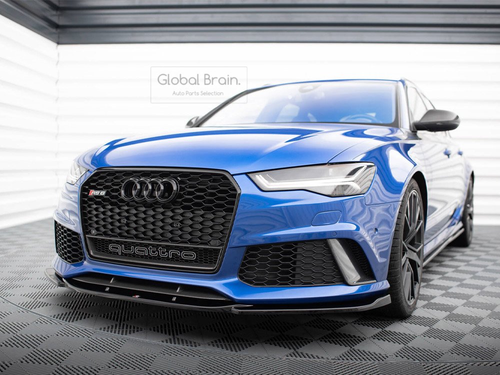アウディ RS6 4G 後期 フロント リップ スポイラー V3/ audi スプリッター ディフューザー エアロ パーツ カスタム チューン|グローバルブレイン