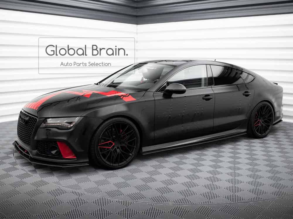 アウディ A7 4G RS7 ルック フロント リップ スポイラー レーシング / フロント スプリッター エプロン バンパー ディフューザー スカート レーシング｜グローバルブレイン