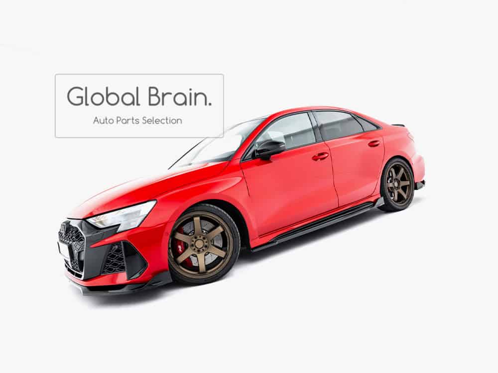 アウディ RS3 8Y 後期 セダン サイド スカート カバー スポイラー V2 / AUDI スプリッター ディフューザー エアロ パーツ カスタム チューン｜グローバルブレイン