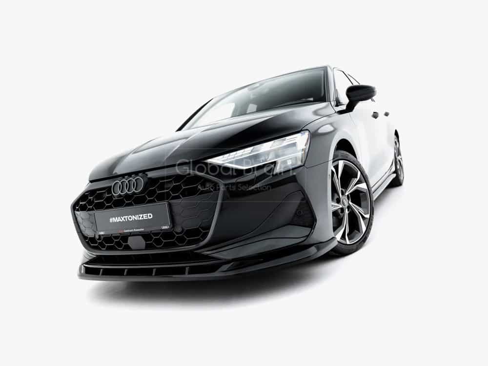 アウディ A3 8Y 後期 セダン アドバンスト フロント リップ スポイラー V2 / フロント スプリッター エプロン バンパー フラップ|グローバルブレイン
