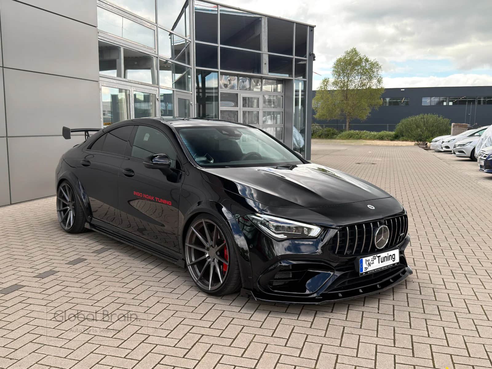 メルセデスベンツ CLA45 AMG C118 X118 フロント リップ スポイラー+ウィングレット/ フロント スプリッター エプロン ディフューザー フラップ ingo noak|グローバルブレイン