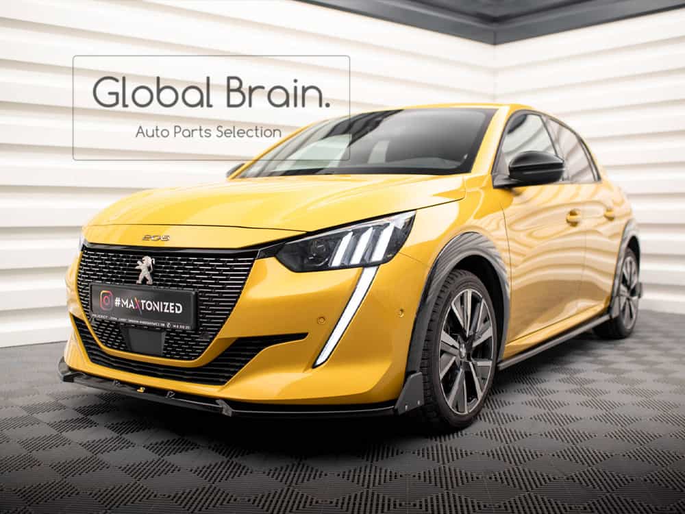プジョー 208 P21 GT フロント リップ スポイラー+ ウィングレット/ Peugeot スプリッター ディフューザー エアロ パーツ カスタム チューン|グローバルブレイン