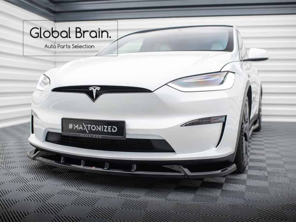 2023- テスラ モデル X 後期 フロント リップ スポイラー V2/ Tesla スプリッター ディフューザー エアロ パーツ カスタム チューン|グローバルブレイン