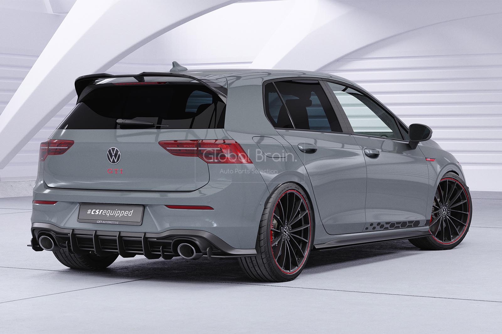 フォルクスワーゲン ゴルフ 8 GTI クラブスポーツ リア ディフューザー フィン / リア スプリッタ&mdash; バンパー アンダー ディフューザー スカート 316｜グローバルブレイン