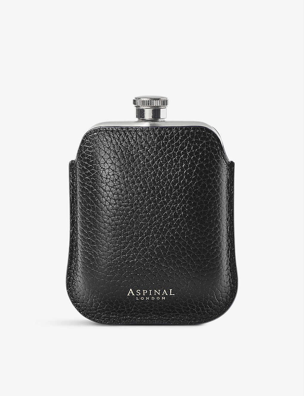 ASPINAL OF LONDON グレインレザーポーチとステンレススチール製ヒップフラスク Grained-leather pouch and stainless-steel hip flask BLACK 21,406円