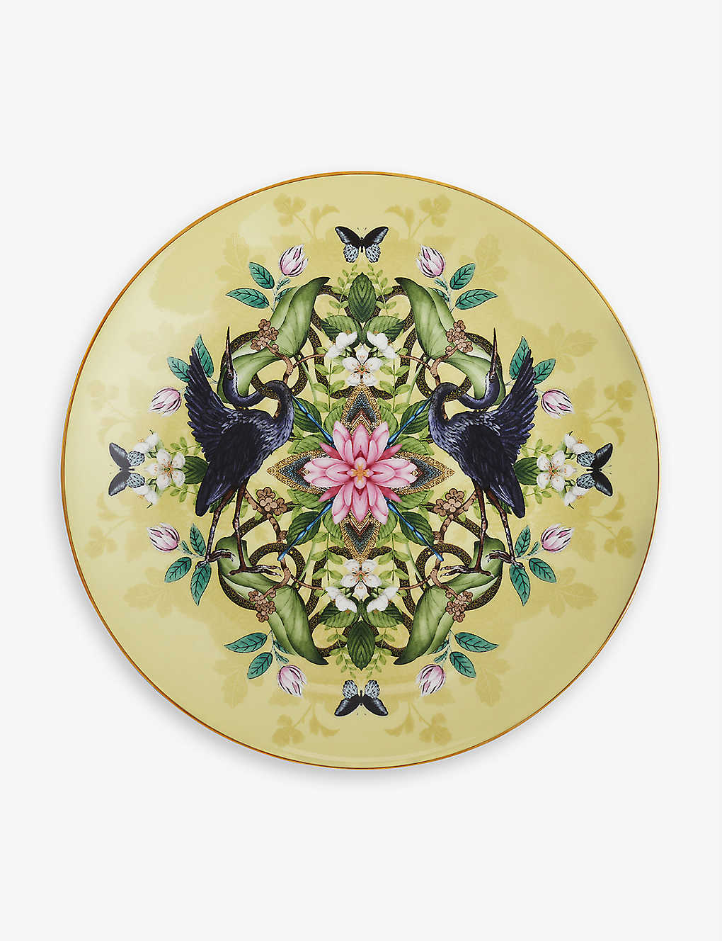 WEDGWOOD 睡蓮の万華鏡のようなプリントの金箔を施したボーンチャイナのプレート 20cm Waterlily kaleidoscopic-print gilded bone-china plate 20cm