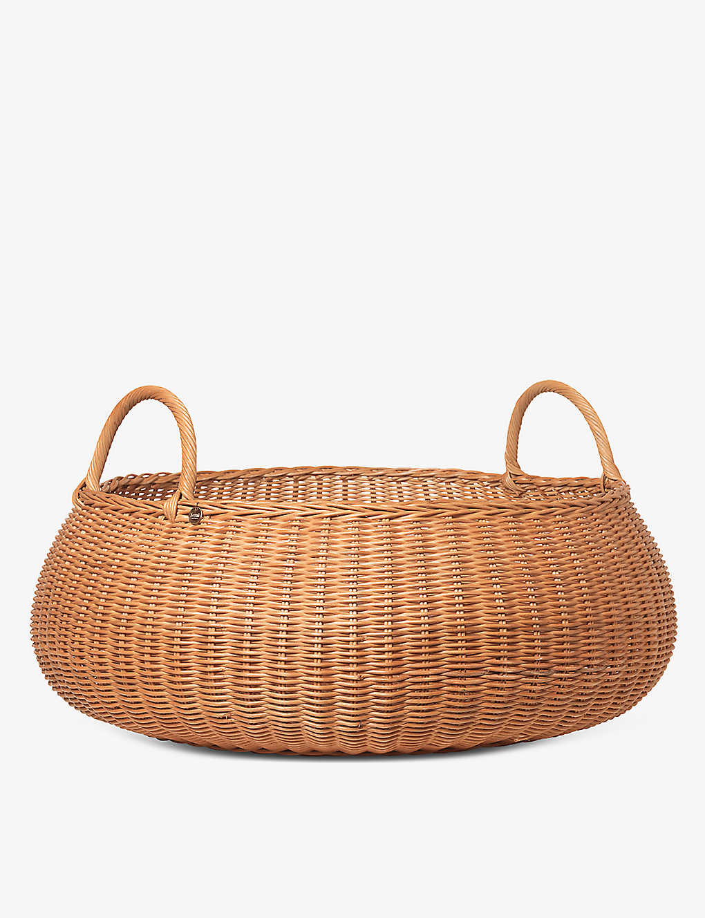 FERM LIVING 編み込みローラタンバスケット 32cm Braided low rattan basket 32cm BROWN