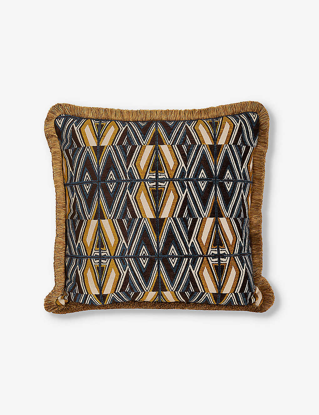 SOHO HOME アリエ幾何学模様スクエア編みクッション 50cm x 50cm Allier geometric-pattern square woven cushion 50cm x 50cm OCHRE