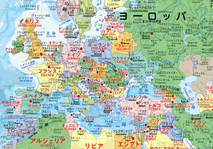 楽天市場 欧文併記の世界地図 行政図 ポスター グローバルプランニング