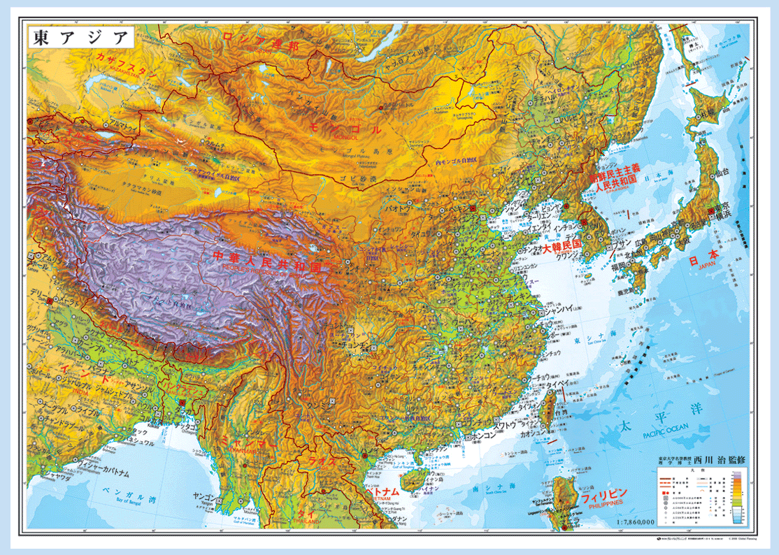 楽天市場 小判 東アジア地図 タペストリー グローバルプランニング