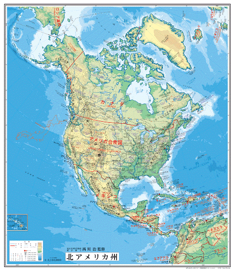 楽天市場 中判 北アメリカ州地図 グローバルプランニング