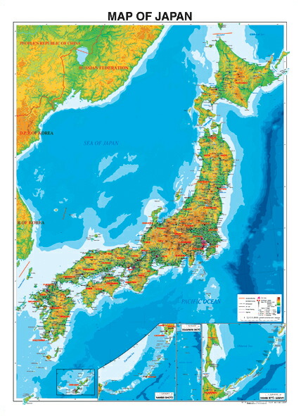 楽天市場 小判 Map Of Japan地勢図 英語表記の日本地図