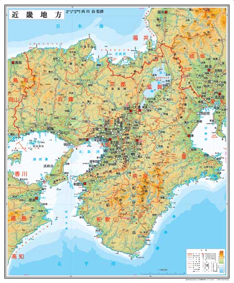 楽天市場 近畿全図 地図 ポスター ｂ1判 21年最新版 表面ビニールコーティング加工 水性ペンが使えます 地図の店とうぶんしゃ 楽天市場店