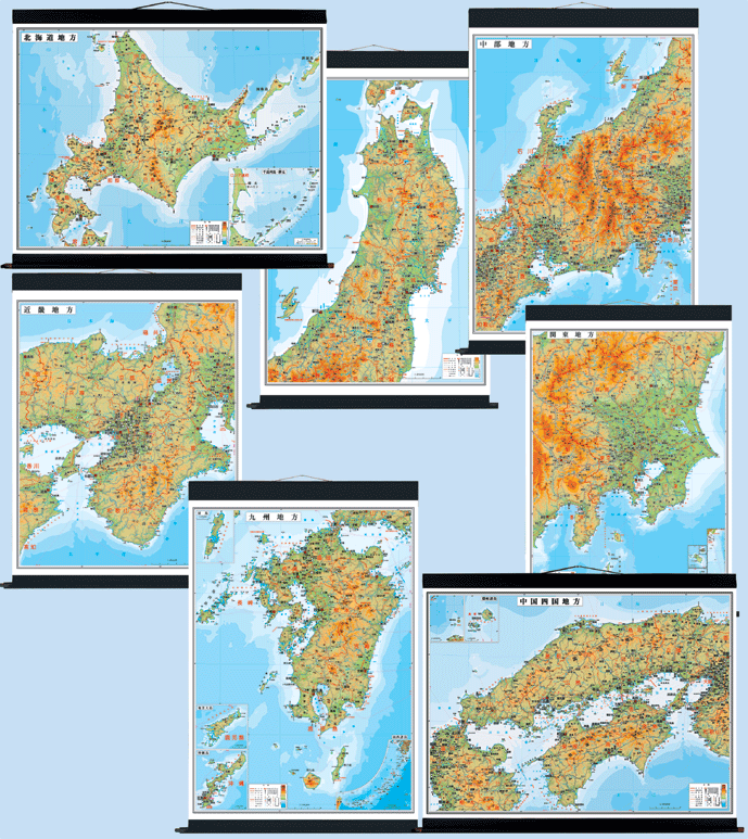 楽天市場 中判 日本地方別地図 布軸製 グローバルプランニング