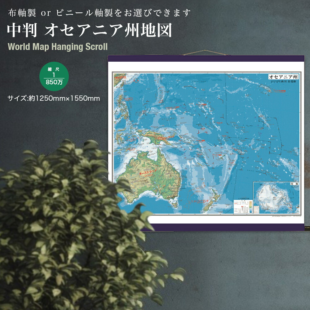 楽天市場】中判 オセアニア州地図 布軸製 掛け軸 インテリア おしゃれ