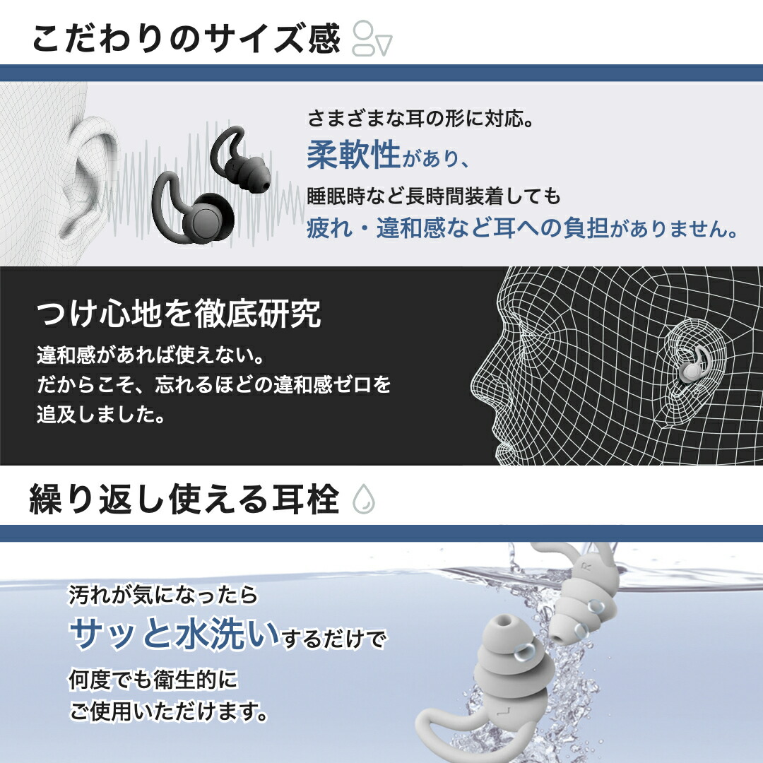 耳栓 EarZzz Stylish 耳せん 遮音 防音 騒音 安眠 睡眠 快眠 就寝 聴覚過敏 高性能 40dB めざまし いびき シリコン 飛行機  旅行 ライブ 工事 読書 オフィス テレワーク ケース付き おしゃれ 2ペア4個セット 総合 | lunatici.it