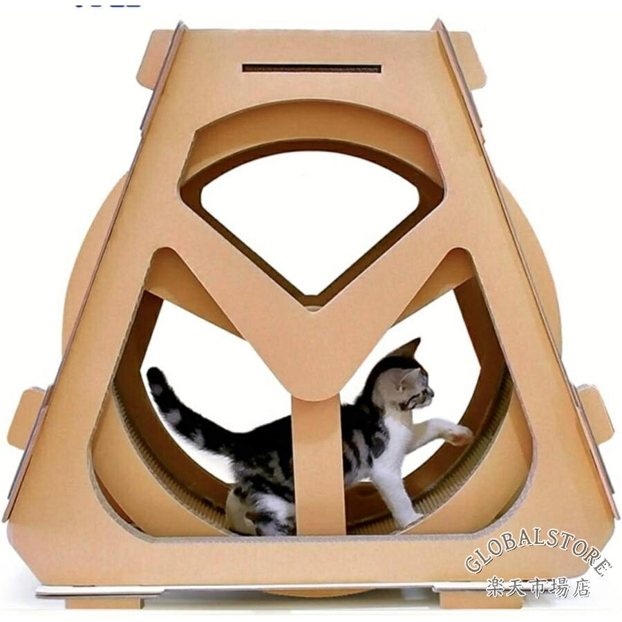 o 猫用回し車 段ボール製回転させる器械 ランニングマシーン 遊具 手あそび 無声映画車輪 猫のトレッドミル キャットエクササイズホイール