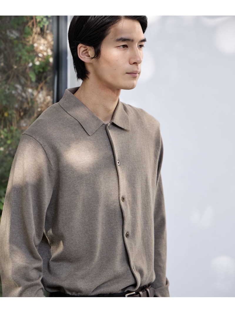 シルクブレンドニット/シャツカーディガン/Salon de GW/639009 GLOBAL WORK グローバルワーク トップス ニット ブラウン ブラック【送料無料】[ Fashion]