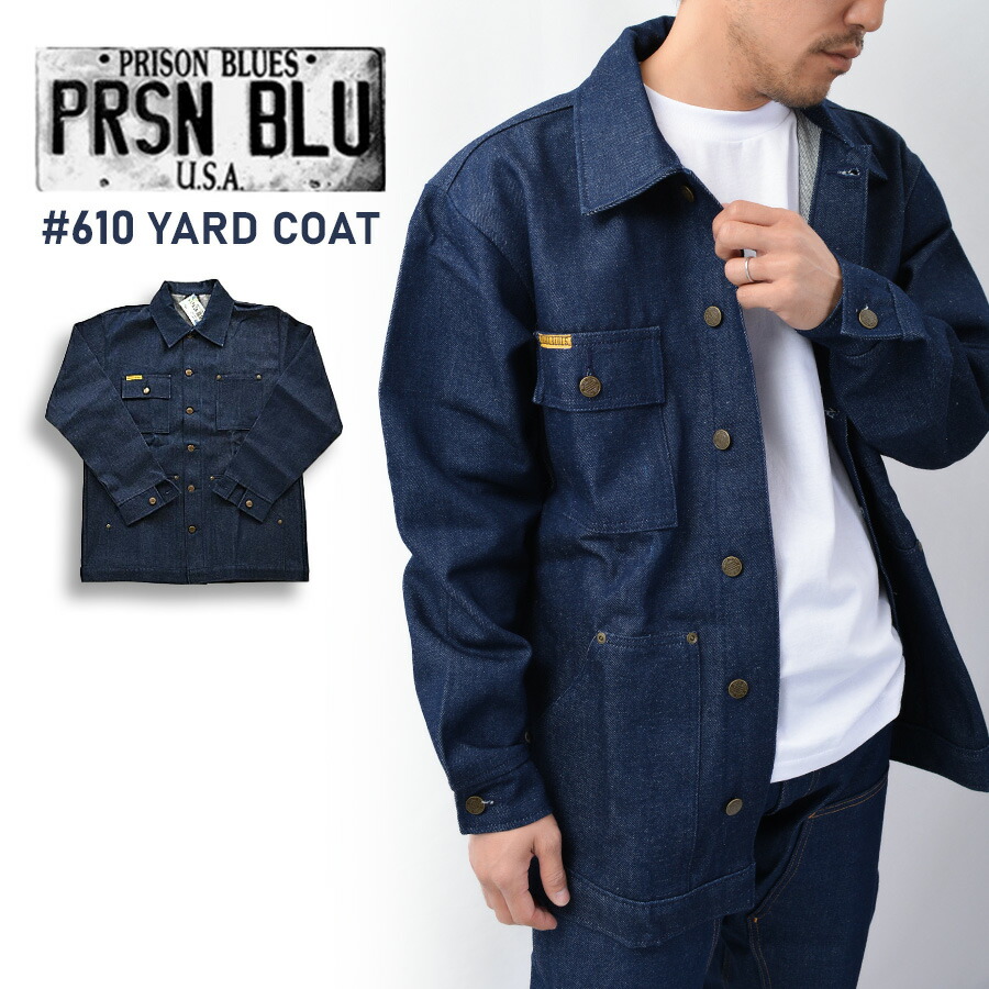 ジャケット・アウター PRISON BLUES DENIM YARD COAT BLACK Yard Coat Rinsed Black Lined