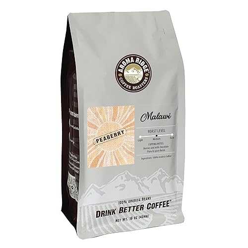 アロマ リッジ、マラウイ マパンガ ピーベリー コーヒー、16 オンス、ホールビーン Aroma Ridge,Malawi Mapanga Peaberry Coffee, 16 ounce, WholeBean