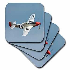 3dRose CST_97103_1 P-51D マスタング ファイター 第二次世界大戦 戦闘機-US50 BFR0014-バーナード フリエル-ソフト コースター、4 個セット 3dRose CST_97103_1 P-51D Mustang Fighter WWII War Plane-US50 BFR0014-Bernard Friel-Soft Coasters, Se