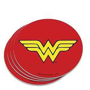 ワンダーウーマン クラシックロゴ ノベルティコースターセット GRAPHICS & MORE Wonder Woman Classic Logo Novelty Coaster Set画像
