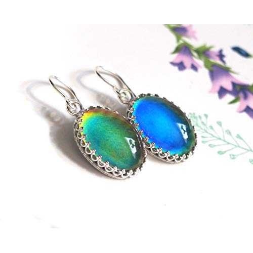 ムード イヤリング、クラシック サイズ クラウン オーバル ダングル スターリング シルバー Proteales Mood Jewelry Mood Earrings, Classic Size Crown Oval Dangle in Sterling Silver