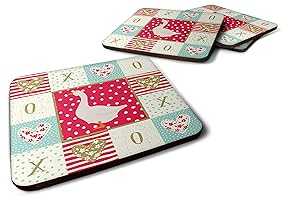 Caroline's Treasures CK5319FC Embden Goose Love Foam Coaster Set of 4, Red Set of 4 Cup Coasters for Indoor Outdoor, Tabletop Protection, Anti Slip, Mouse pad Material