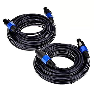 Yuyaokk 2Pack 50 ft Male Speakon to Speakon Cables, Professional 12 Guage AWG Audio Cord DJ Speaker Cable Wire with Twist Lock - 2 Conductor.|Glomarket