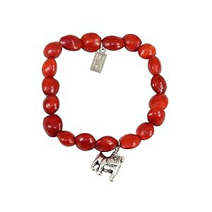 Adjustable English Bulldog Silver Charm Stretchy Handmade Beaded Bracelet w/Peruvian Seed beads - Symbol of Love & Happiness - 6.5\