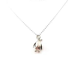 3D ペンギン 惹きつける - スターリングしろがね色 首飾り - 意中の女への差し上げ物 CY Design Studio 3D Penguin Charm - Sterling Silver Necklace - Gift for Her