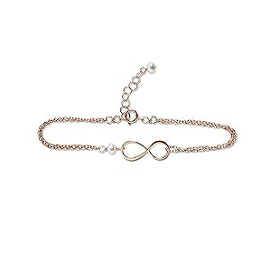 Rose Gold Birthstone Infinity Charm Bracelet - Pearl, Gold Fill, Vermeil - Handmade June Birthday Gift for Her Rebecca Anne Handmade Rose Gold Birthstone Infinity Charm Bracelet - Pearl, Gold Fill, Vermeil - Handmade