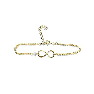 Rebecca Anne Handmade Gold Birthstone Infinity Charm Bracelet - Pearl, Gold Fill, Vermeil - Handmade June Birthday Gift for Her