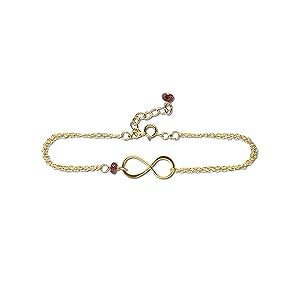 Rebecca Anne Handmade Gold Birthstone Infinity Charm Bracelet - Pink Tourmaline, Gold Fill, Vermeil - Handmade October Birthday Gift for Her