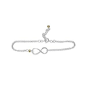 Rebecca Anne Handmade Silver Birthstone Infinity Charm Bracelet - Citrine, Sterling Silver - Handmade November Birthday Gift for Her 13,264円