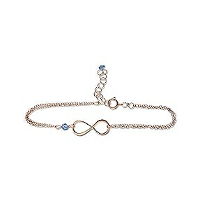 Rose Gold Birthstone Infinity Charm Bracelet - Blue Topaz, Gold Fill, Vermeil - Handmade December Birthday Gift for Her Rebecca Anne Handmade Rose Gold Birthstone Infinity Charm Bracelet - Blue Topaz, Gold Fill, Vermei