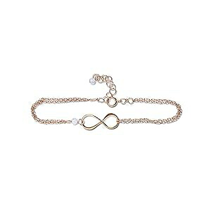 Rose Gold Birthstone Infinity Charm Bracelet - Quartz, Gold Fill, Vermeil - Handmade April Birthday Gift for Her Rebecca Anne Handmade Rose Gold Birthstone Infinity Charm Bracelet - Quartz, Gold Fill, Vermeil - Handmad