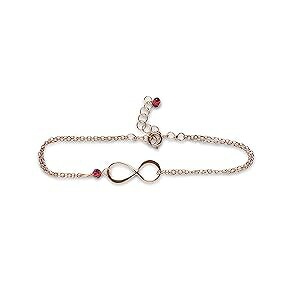 Rebecca Anne Handmade Rose Gold Birthstone Infinity Charm Bracelet - Garnet, Gold Fill, Vermeil - Handmade January Birthday Gift for Her