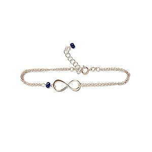 Rose Gold September Birthstone Bracelet - Sapphire, Gold Fill, Vermeil - Handmade Infinity Charm Jewelry Rebecca Anne Handmade Rose Gold September Birthstone Bracelet - Sapphire, Gold Fill, Vermeil - Handmade Infinity Ch